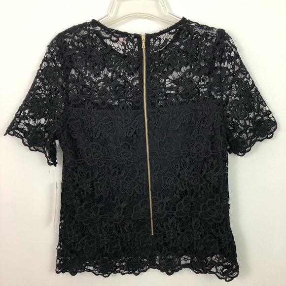 Nanette Lenore Black Lace Short Sleeve Top NWT - Picture 2 of 6
